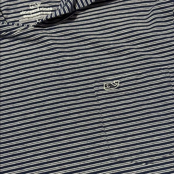 Vineyard Vines Navy and White Striped Hooded Shirt - Picture 3 of 5